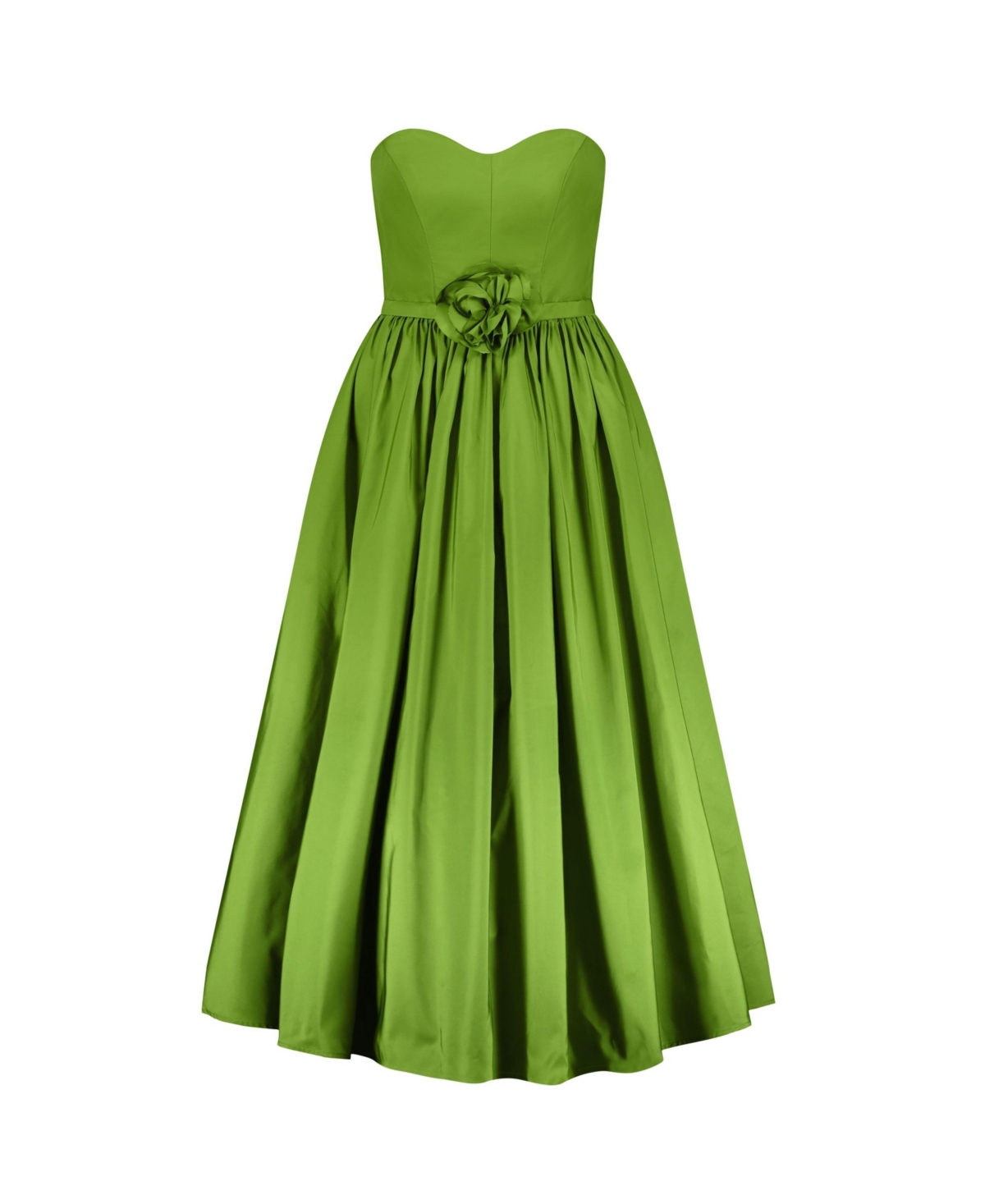 Mac Duggal Women's Faille Strapless A Line Midi Dress With 3D Rose