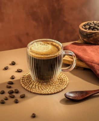 Fluted Savor Double Wall Espresso Glasses, Set of 4