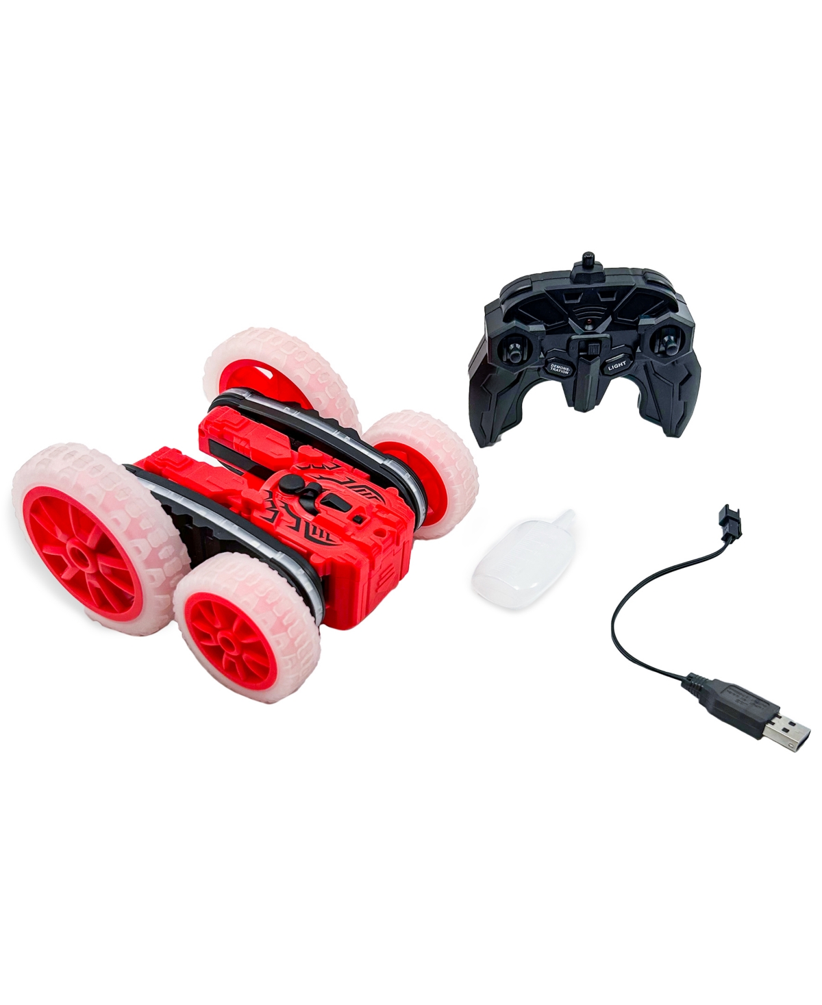 Flipo Mist Master Illuminated Split Wheel Remote Control Stunt Car In Red