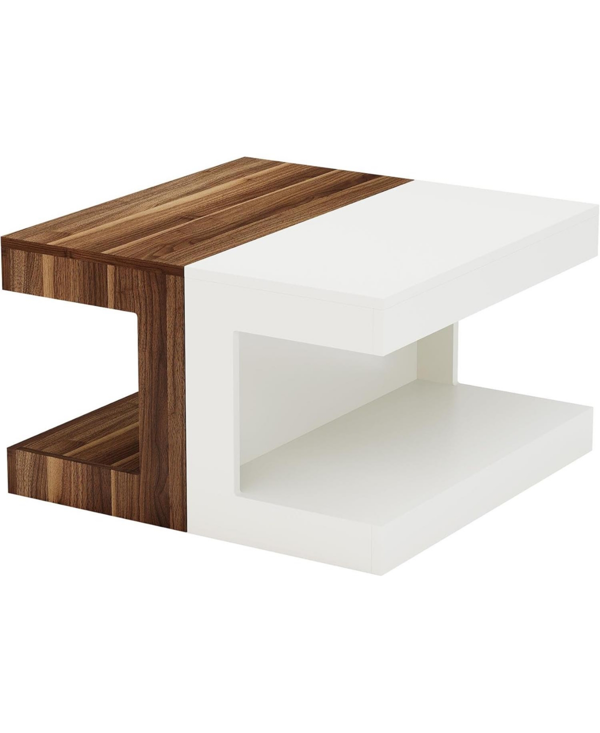 Tribesigns Square Coffee Table, Creative Combination Splicing Side Table, 2-Tier Vintage Center Table for Living Room, Bedroom, Small Space - Wh