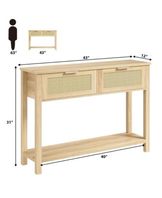 Entryway Table with 2 Drawers, Console Table for Entryway, Wood Sofa Table with Storage