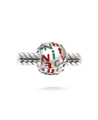 Naughty Nice Christmas Charm Bead Crystal Spacer for Bracelet