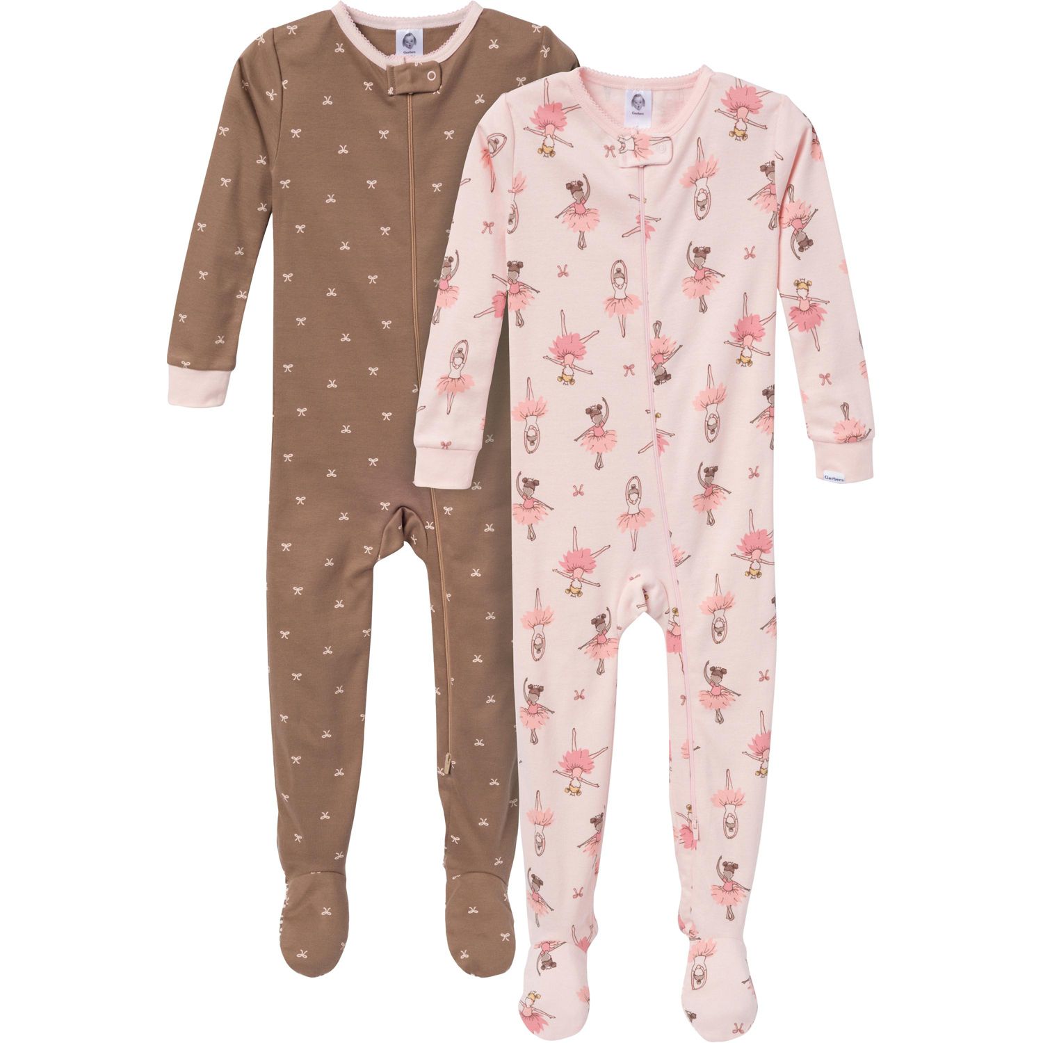 Baby Girls' Snug Fit Footed Pajamas, 2-Pack, Ballerinas