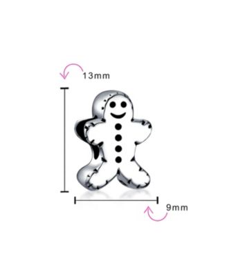 Christmas Charm Bead Gingerbread Man Cookie Shape Sterling Silver for Bracelets