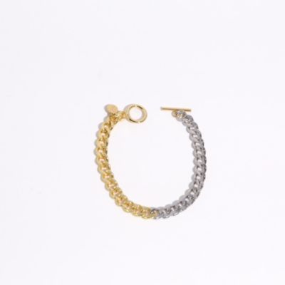 Two-Tone Stainless Steel Bracelet with Gold & Silver Links and Toggle Clasp