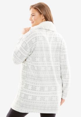 Women's Sherpa Lined Collar Microfleece Bed Jacket