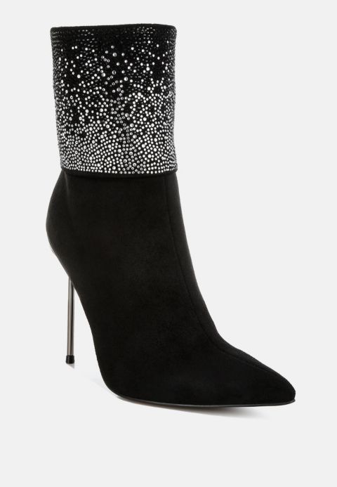 Женские ботинки London Rag Podstar Rhinestones Embellished Foldover, цвет: Чёрный