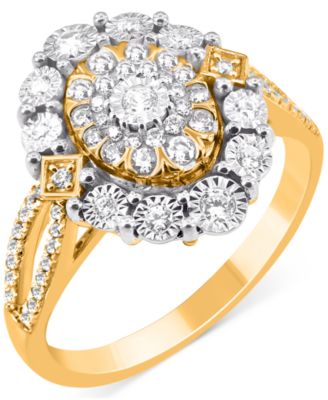 Macy's - Diamond Halo Cluster Ring (1/4 ct. t.w.) in 14k Gold