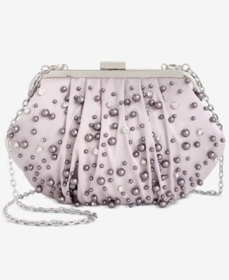 I.N.C. International Concepts - Allover Pearl and Crystal Small Satin Clutch