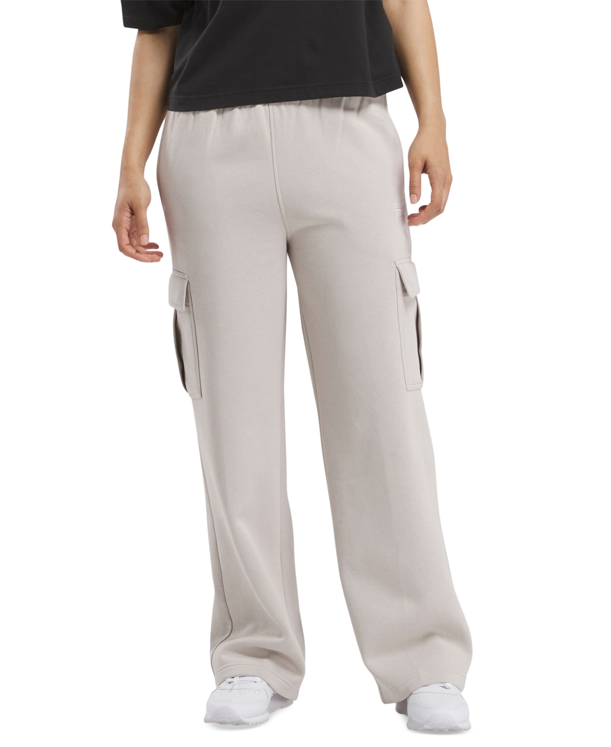 Reebok Women's Identity Mid-rise Fleece Cargo Sweatpants In Moonstone