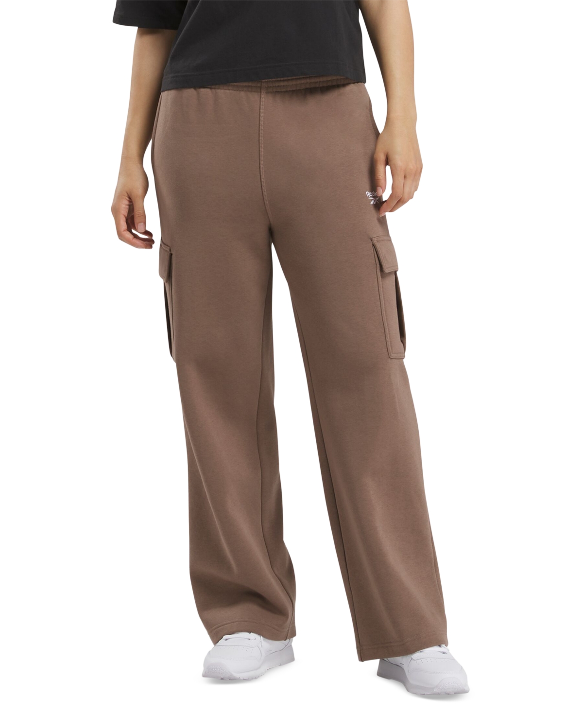 Reebok Women's Identity Mid-rise Fleece Cargo Sweatpants In Brown