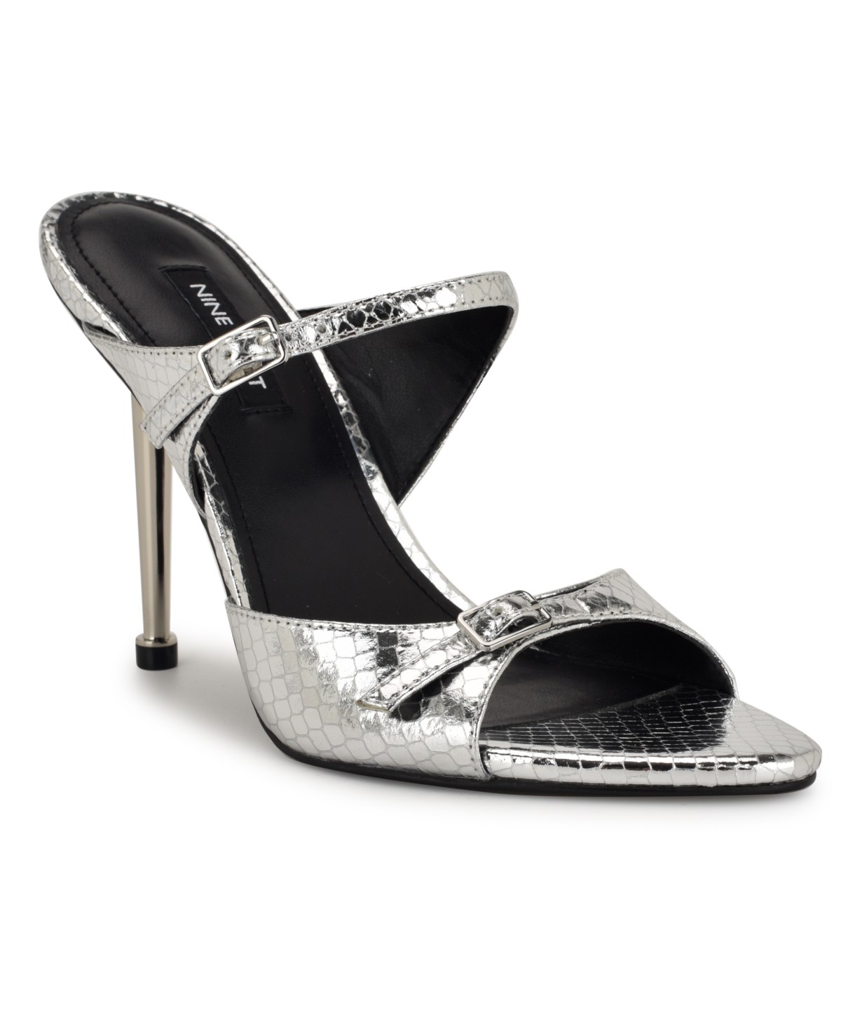 Nine West Women's Reida Open Toe Dress Sandals In Silver Snake