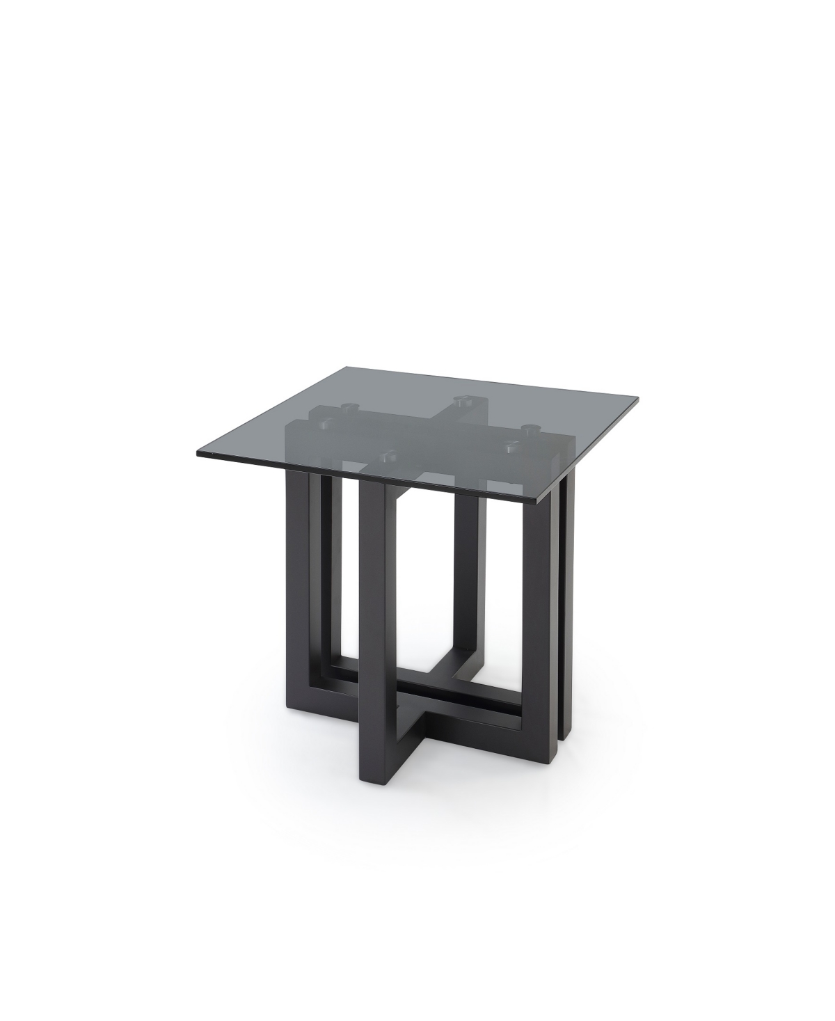 Macy's Emila 24" Square Glass Mix And Match End Table In Smoked Glass,gunmetal