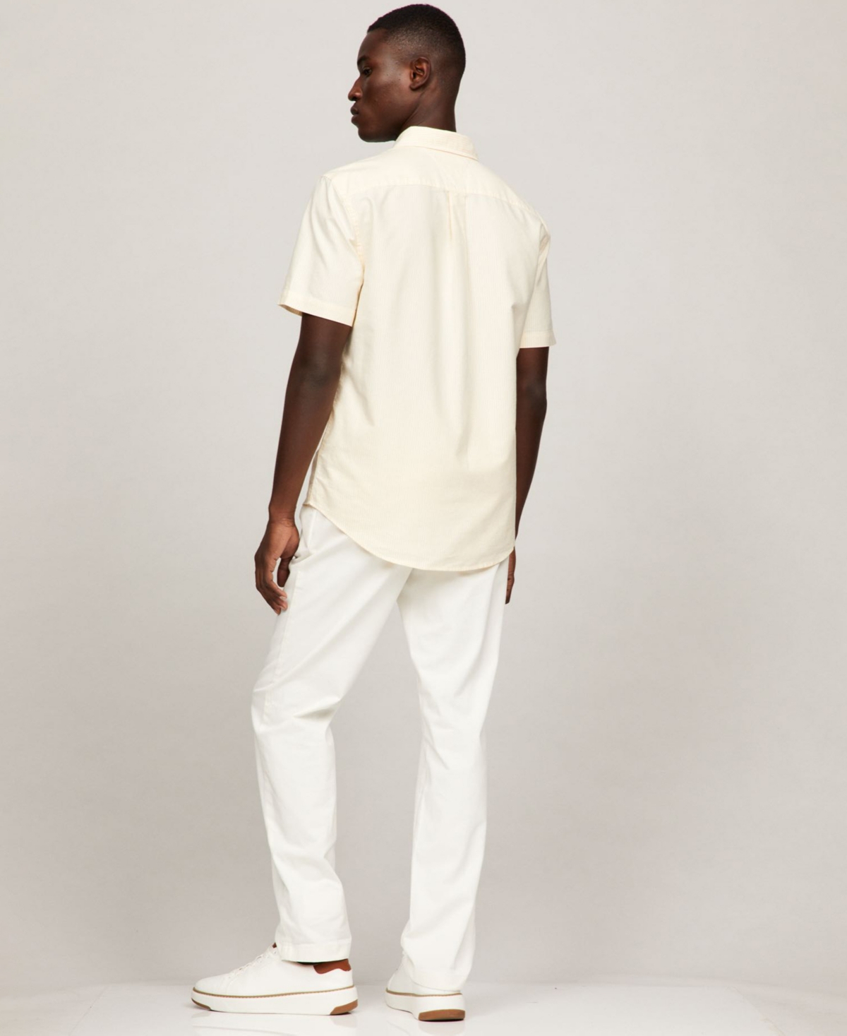 Shop Tommy Hilfiger Men's Oxford Stripe Shirt In Citronella,optic White