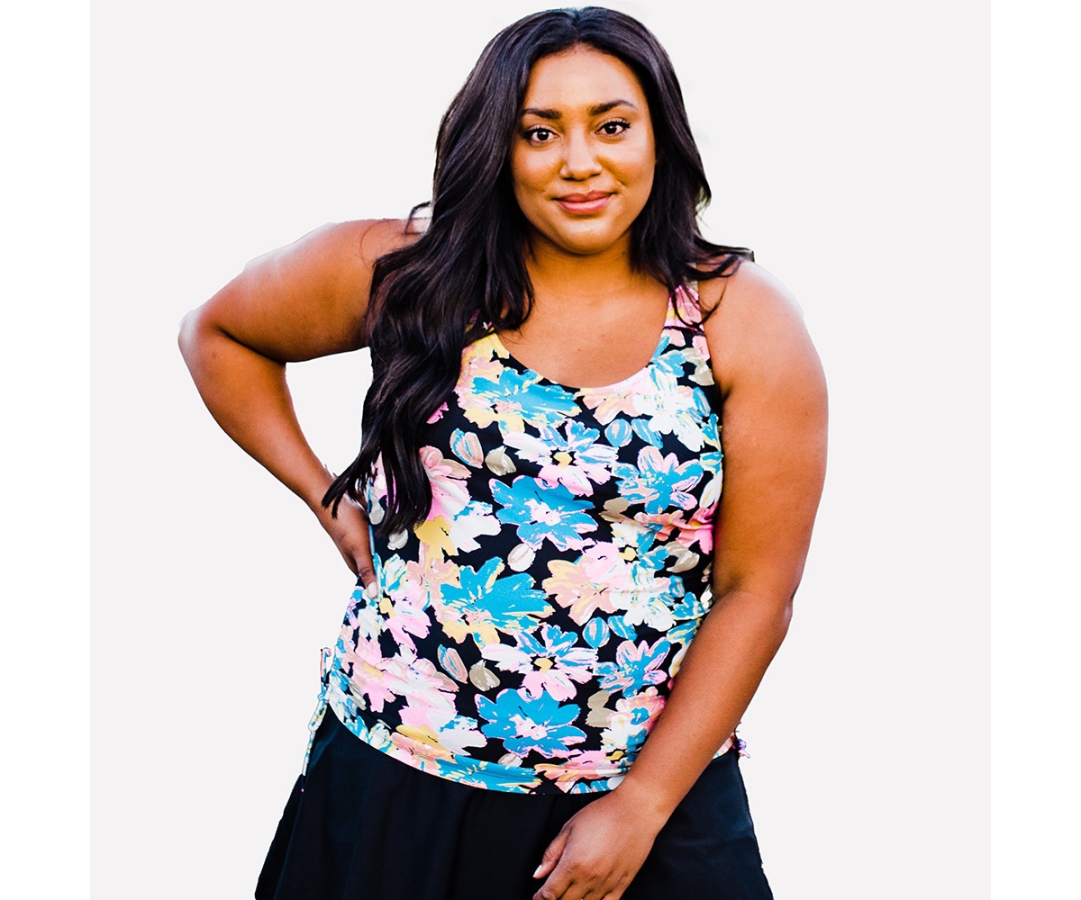 Plus Size Maya Tankini Swim Top With Built In Bra - Rusty rose