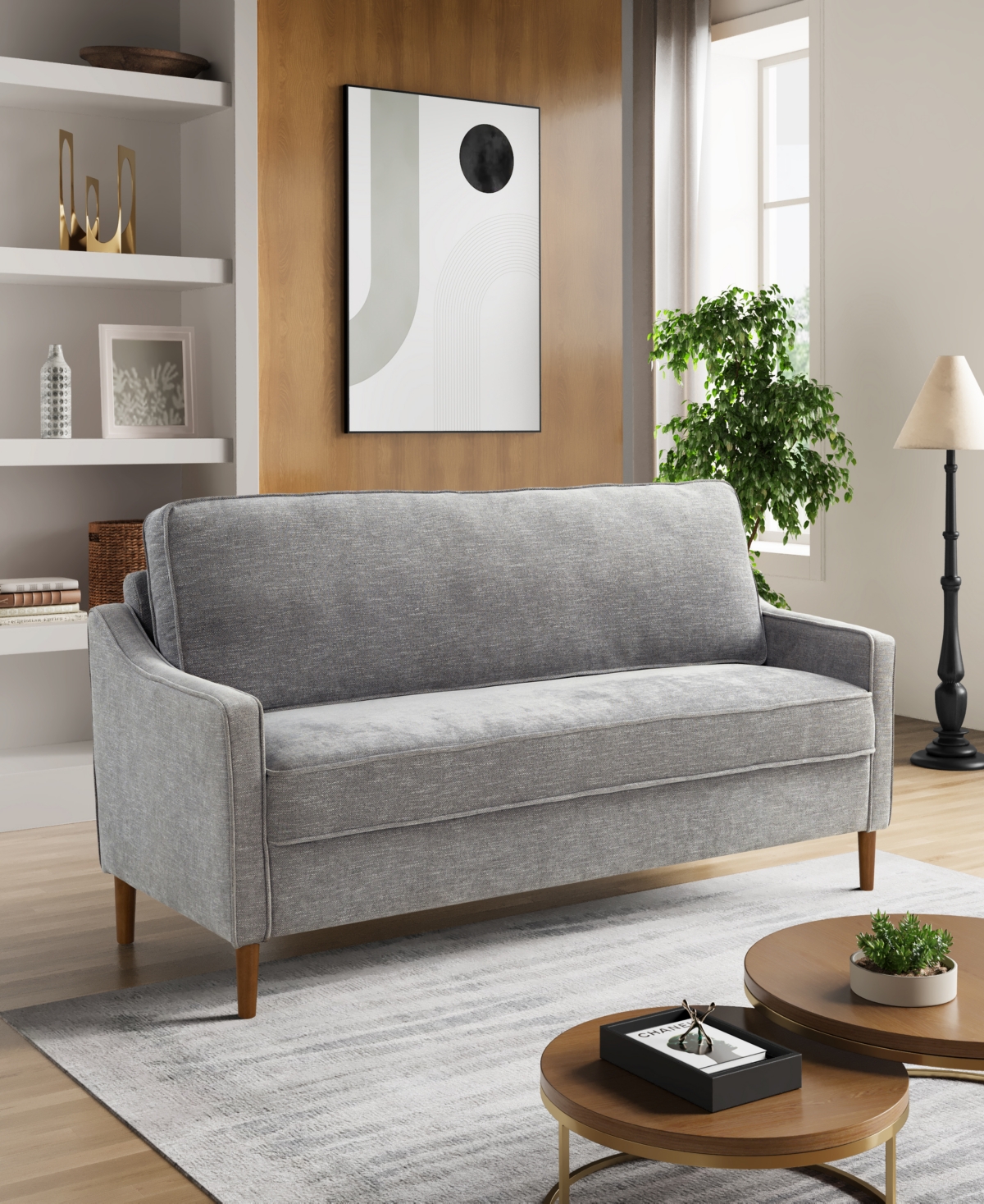 Studio Living 76" Polyester Savona Sofa In Gray