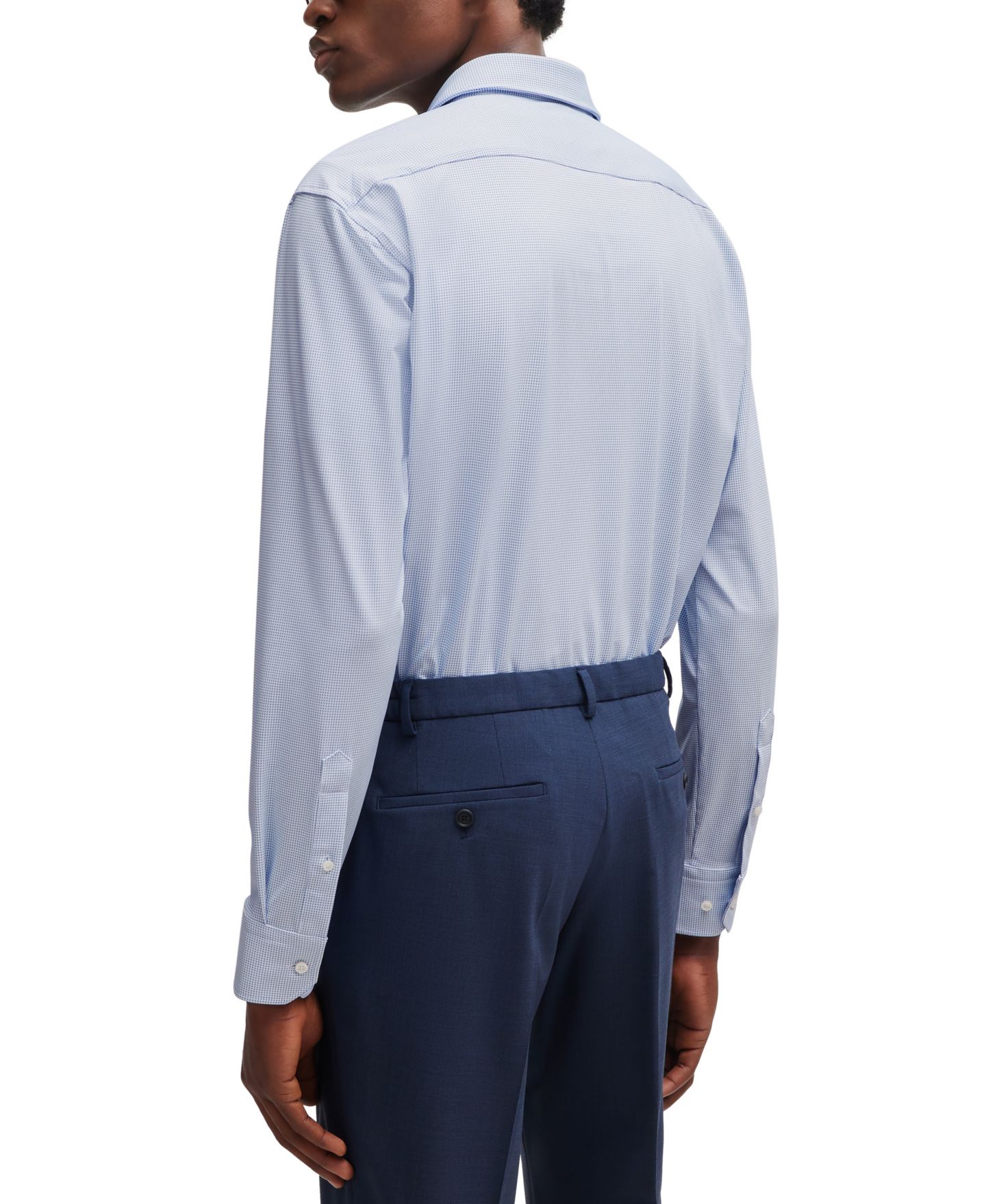 Мужская рубашка Hugo Boss Performance-Stretch Regular-Fit, цвет: Синий — фото 3