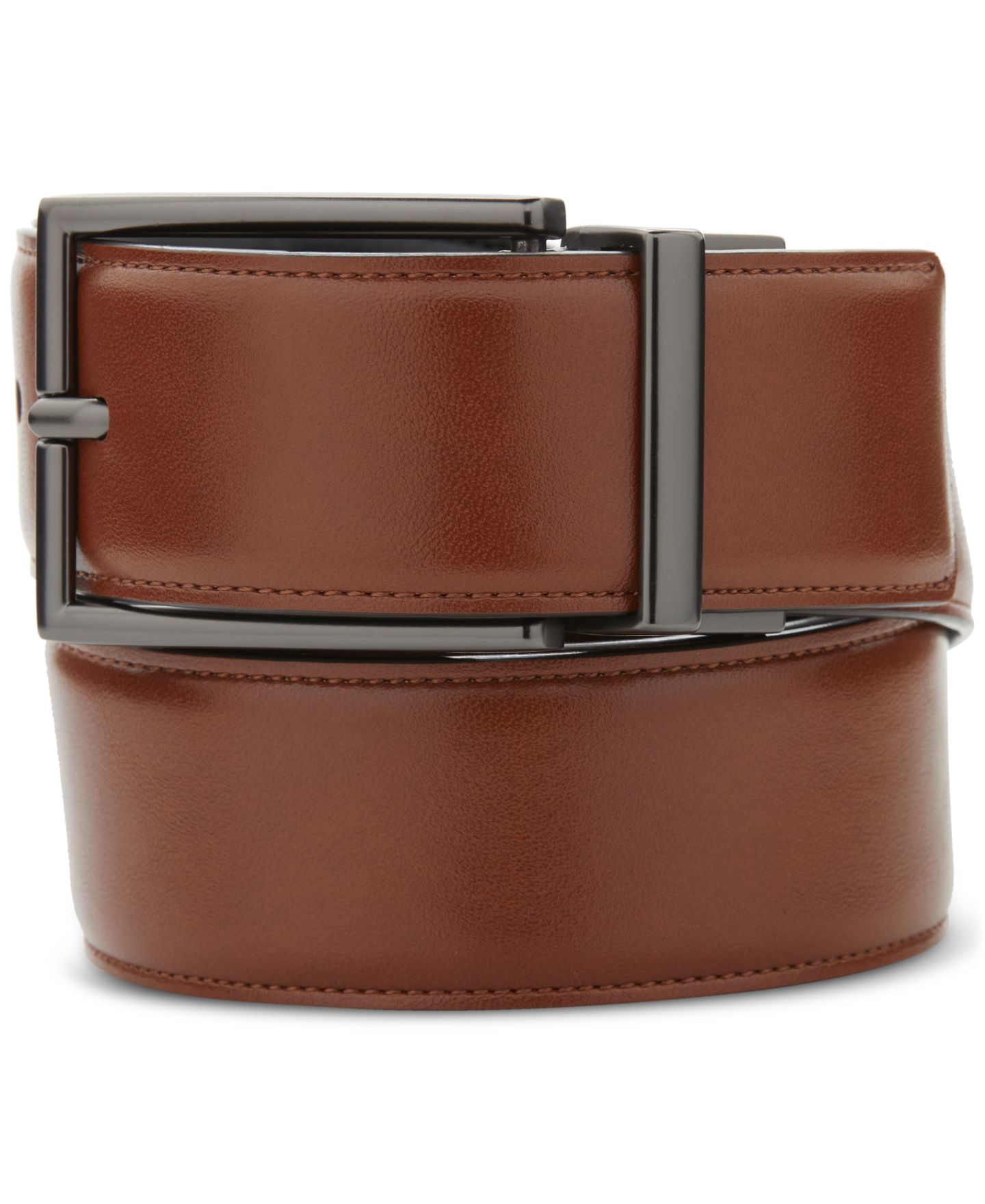 Мужской ремень Perry Ellis Portfolio Bonded Leather Belt, цвет: Коричневый — фото 1