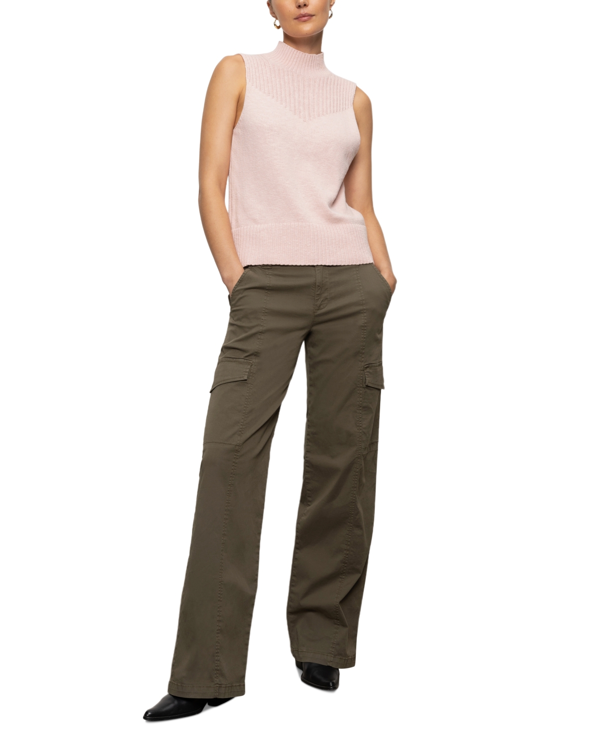 Sanctuary Cotton Turtleneck Sweater Tank In Rosewood