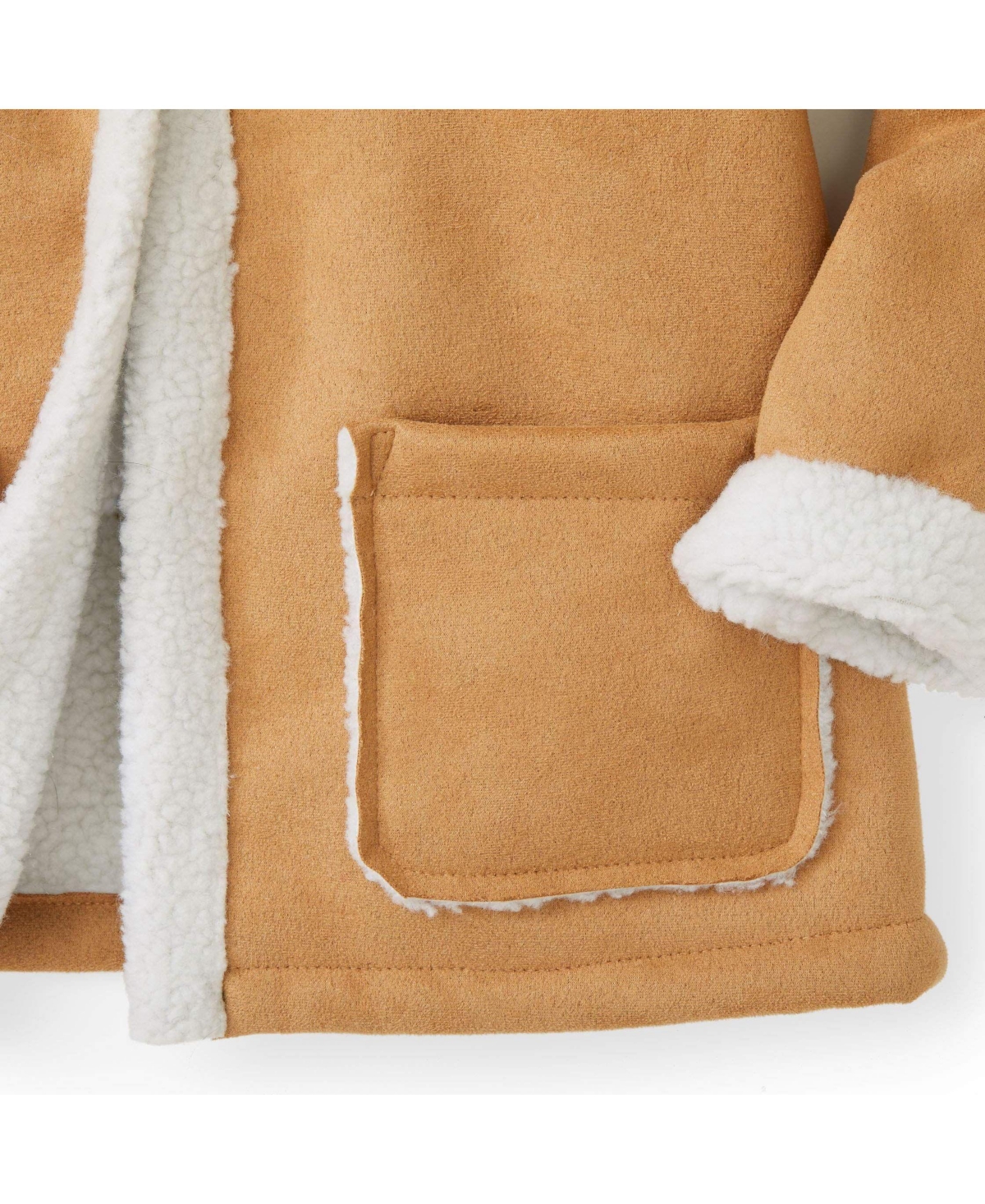 Hope & Henry Girls' Hooded Shearling Jacket, Kids - Tan with white sherpa