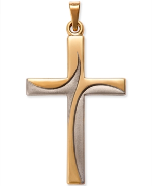 image of Two-Tone Cross in 14k Gold and 14k White Gold