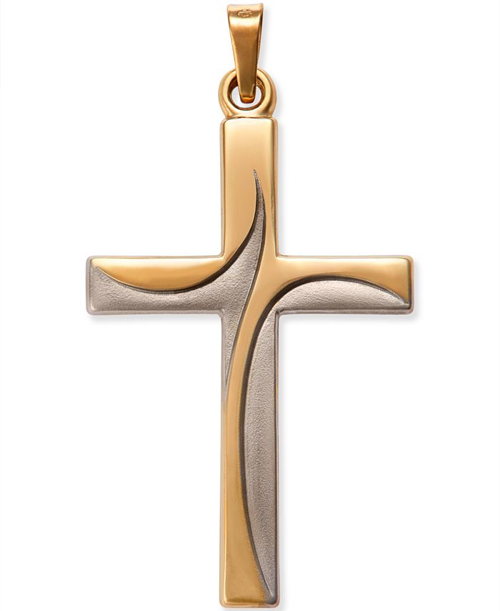 Macy's - Two-Tone Cross in 14k Gold and 14k White Gold