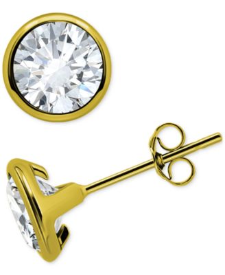 Cubic Zirconia Solitaire Stud Earrings (3/4 ct. t.w.) in Sterling Silver or 18k Gold Over Sterling Silver, Exclusively at Macy's