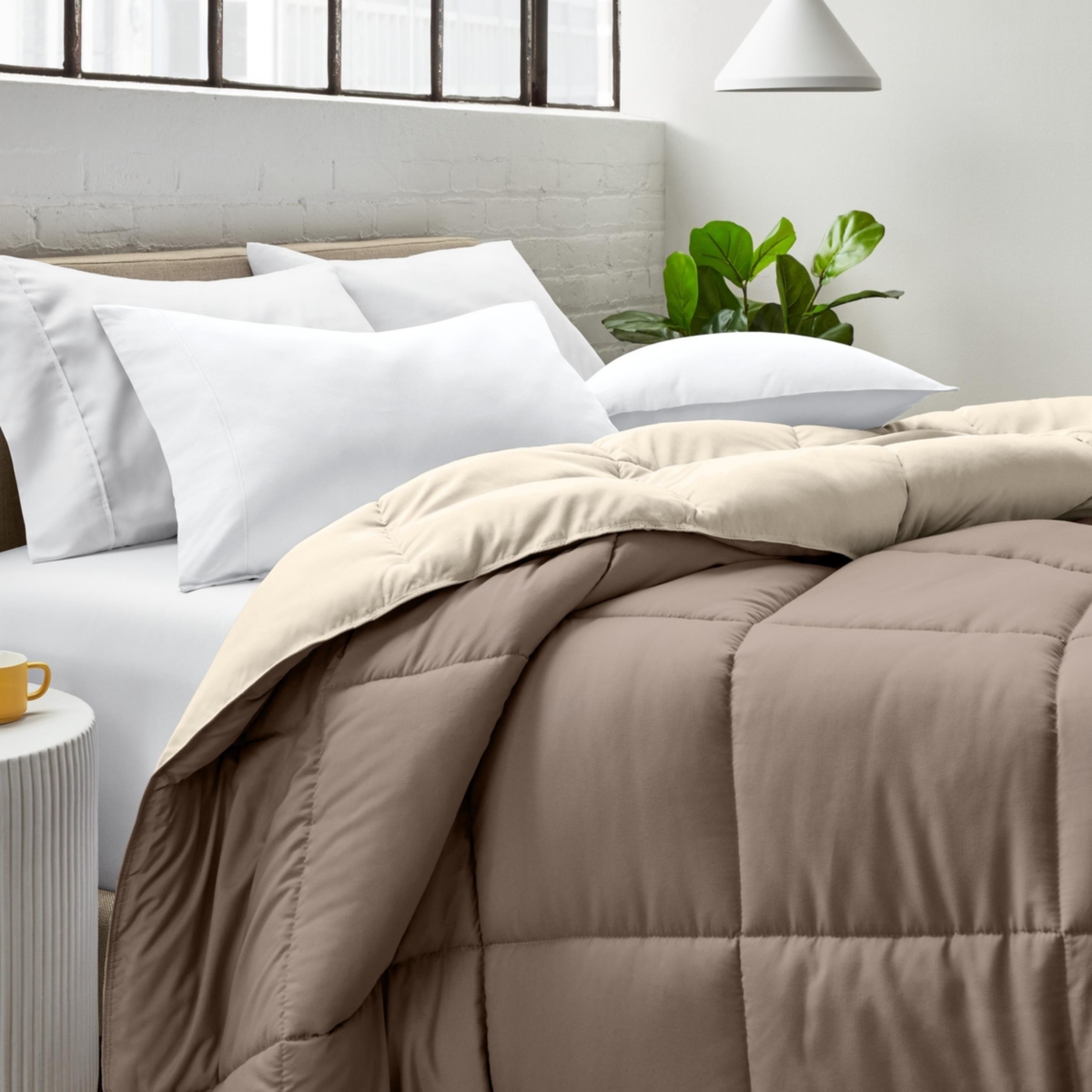 Bare Home Reversible Down Alternative Comforter Xl - Taupe - sand