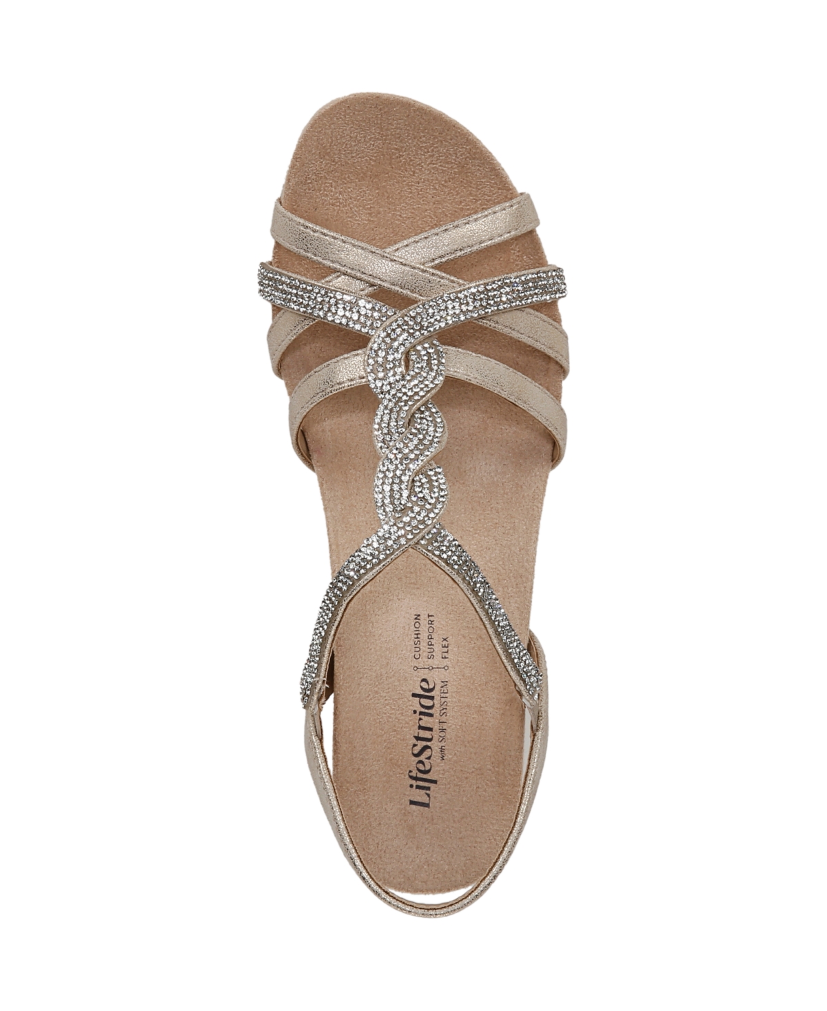 Shop Lifestride Women's Miami Strappy Wedge Sandals In Platino Gold Faux Leather