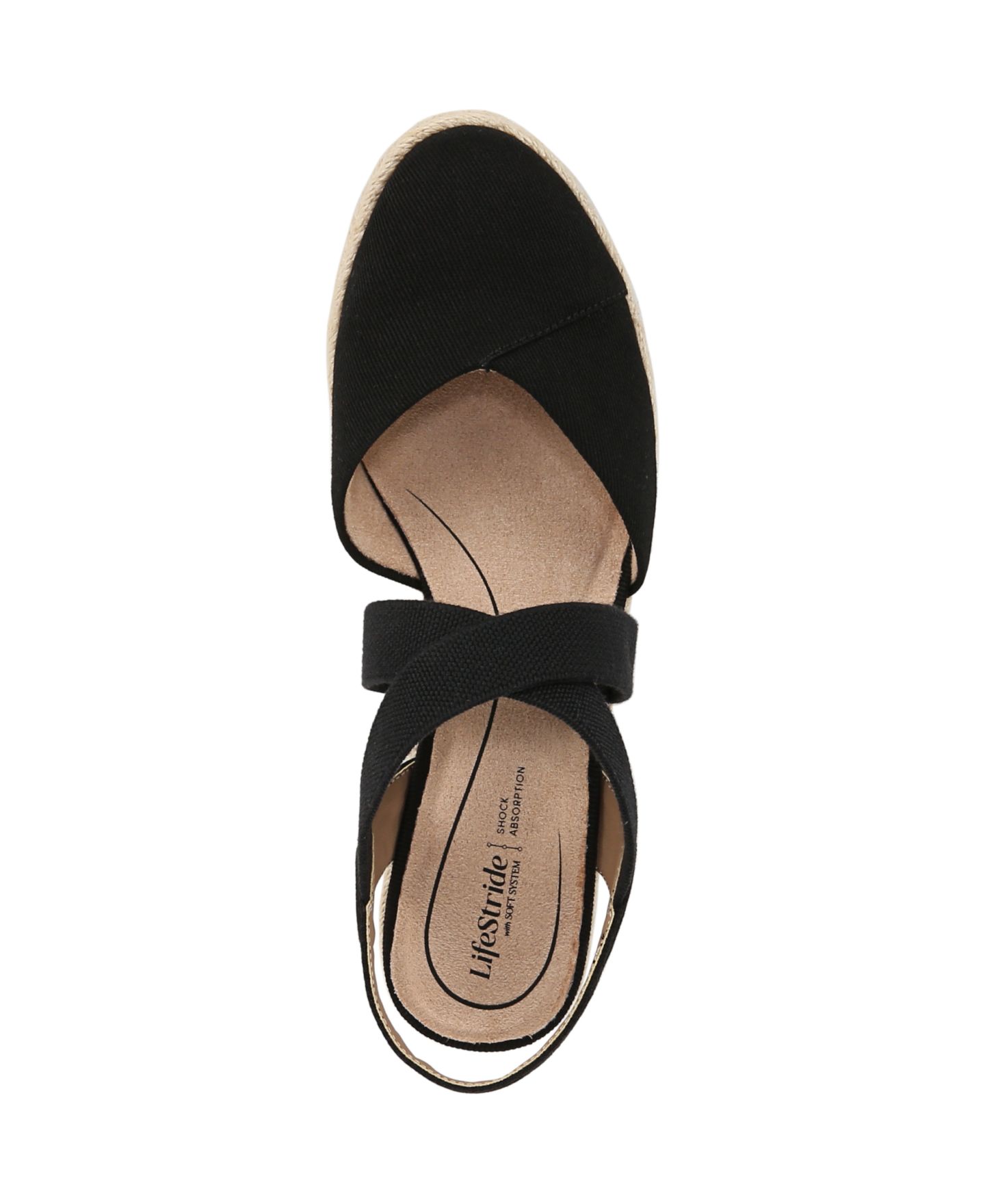 Женские сандалии LifeStride Kimball Wedge Espadrilles, цвет: Чёрный холщовый — фото 4