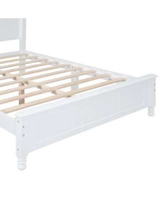 Full Size Wood Platform Bed Frame Retro Style Platform Bed with Wooden Slat Support