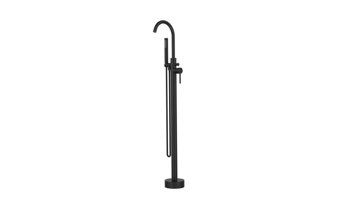 Freestanding Bathtub Faucet Floor Mount Bathroom Faucet with Hand Shower - Black