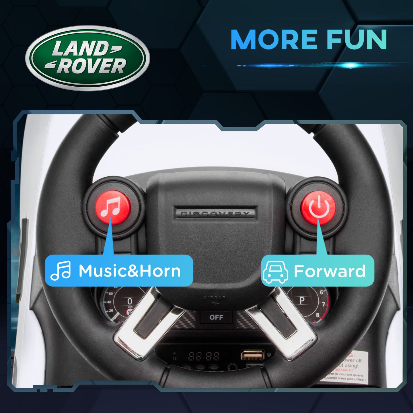 Детская игрушка Qaba 2 in 1 Land Rover Licensed 6V Ride-On Car, 51 lbs, Ages 18 months to 5 years, цвет: Белый — фото 6
