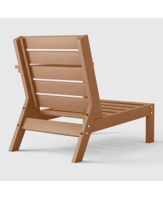 Outdoor Patio HDPE Right Arm Facing Sectional Teak Corner Club Chair with Patio Cushions