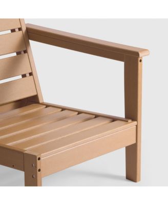 Outdoor Patio HDPE Teak Loveseat Sofa with Patio Cushions