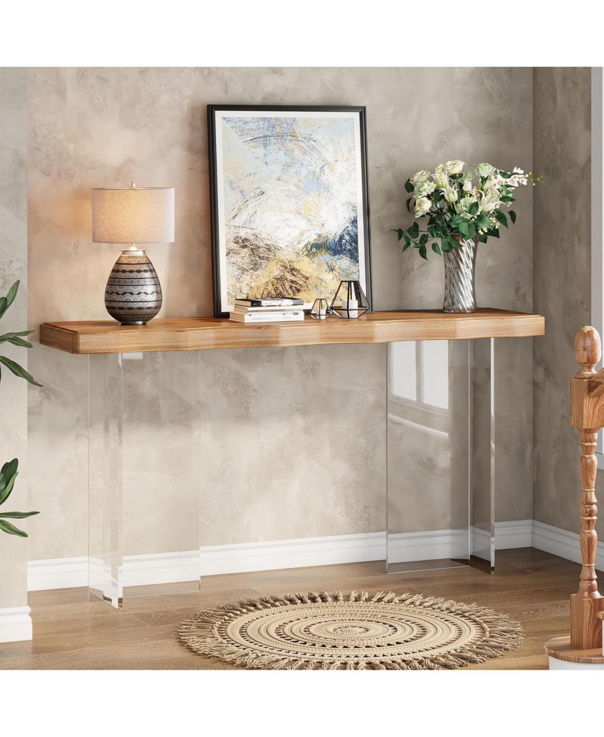 Tribesigns 47-inch Console Table With Acrylic Legs, Narrow Sofa Table For Entryway, Modern Hallway Foyer Accent In Natural  Clear