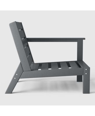 Outdoor Patio HDPE Right Arm Facing Sectional Gray Corner Club Chair with Patio Cushions