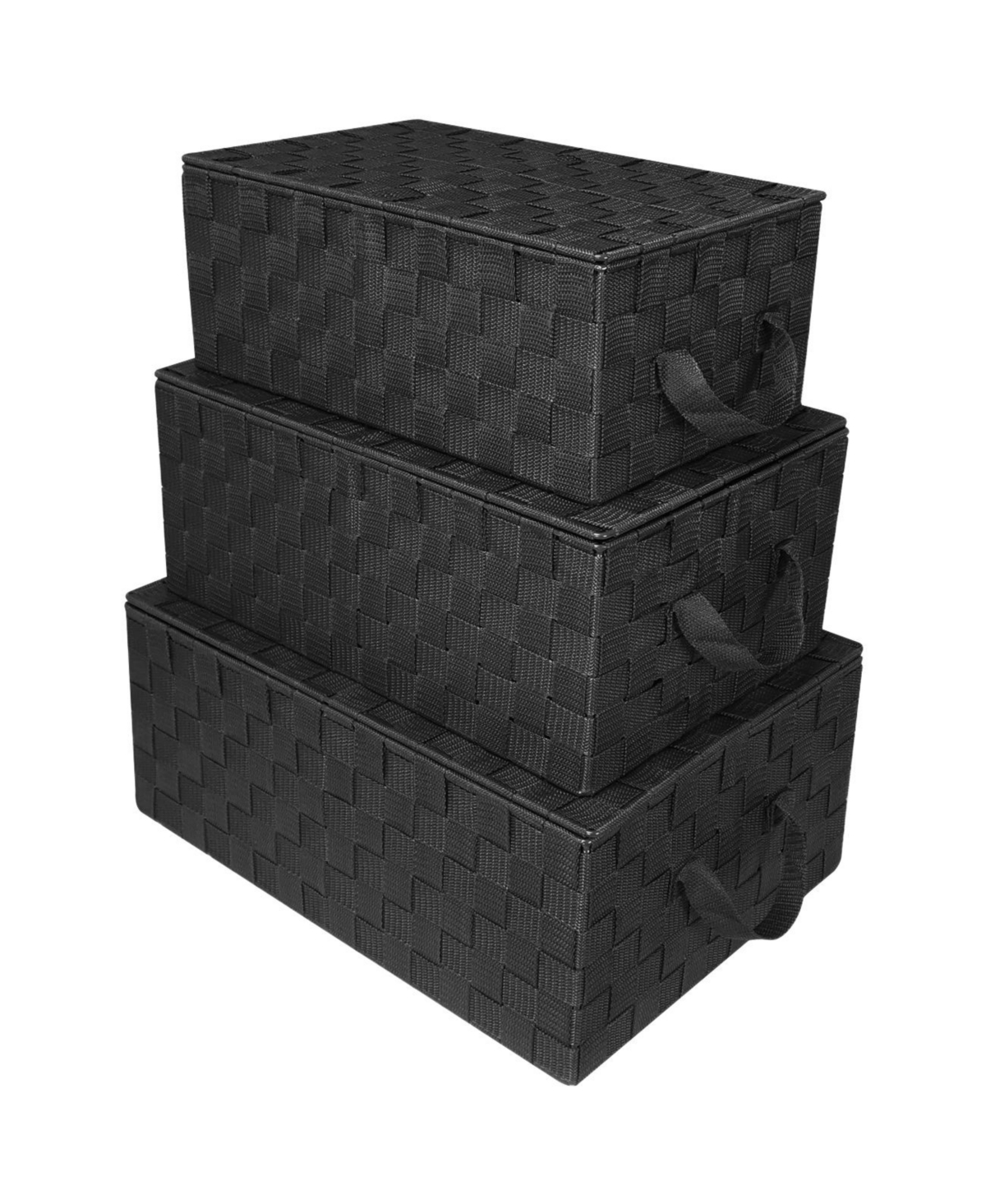 Sorbus 3 Pack Decorative Stackable Woven Basket with Lid and Built-in Rope Carry Handles - Great for Storage and Organization