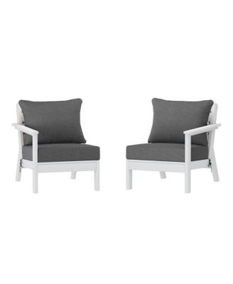 Outdoor Patio HDPE White Loveseat Sofa with Patio Cushions