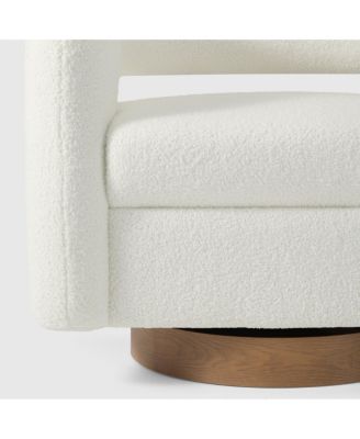 Mid-Century Modern Faux Sherpa Swivel Barrel Accent Chair (Set of 2)