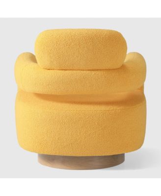 Mid-Century Modern Faux Sherpa Swivel Barrel Accent Chair (Set of 2)