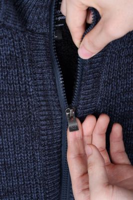 Boys Hooded Faux Shearling Lining Full Zip Sweater With Moto Design Arm Piece