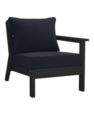 Outdoor Patio HDPE Right Arm Facing Sectional Black Corner Club Chair with Patio Cushions