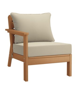 Outdoor Patio HDPE Teak Sectional Sofa with Patio Cushions