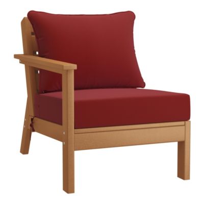 Outdoor Patio HDPE Teak Sectional Sofa with Patio Cushions