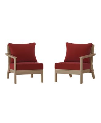 Outdoor Patio HDPE Weathered Wood Loveseat Sofa with Patio Cushions