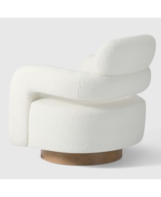 Mid-Century Modern Faux Sherpa Swivel Barrel Accent Chair