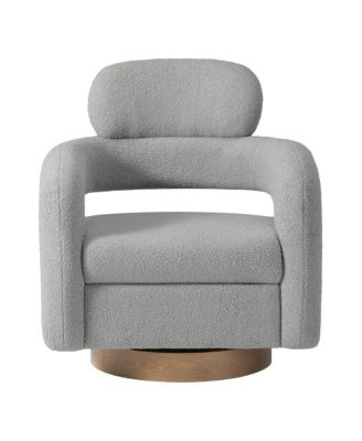 Mid-Century Modern Faux Sherpa Swivel Barrel Accent Chair