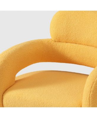 Mid-Century Modern Faux Sherpa Swivel Barrel Accent Chair