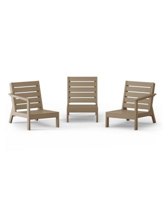 Outdoor Patio 3-Piece HDPE Deep Seating Sectional Sofa